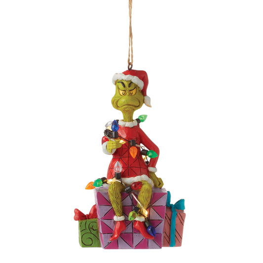Grinch Wrapped in Lights Orn